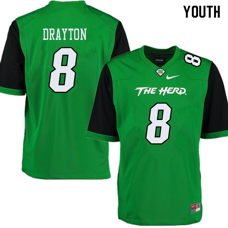 Youth #8 Brandon Drayton Marshall Thundering Herd College Football Jerseys Sale-Green